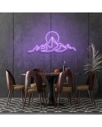 Moon over the mountains neon sign