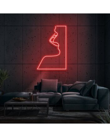 Woman Face Neon Portrait of Elegance and Mystery