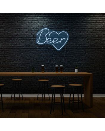 Beer With Heart Neon Cheers to Love and Brews