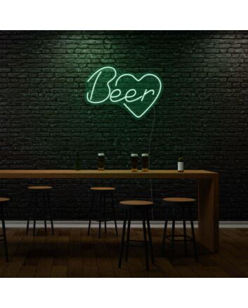 Beer With Heart Neon Cheers to Love and Brews
