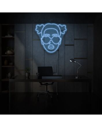 Girl with Heart Glasses Neon Love at First Sight