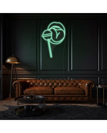 Woman Lips Neon Sign Sensual Beauty Illuminated