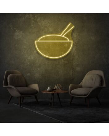 Bowl With Chopsticks Neon Asian Cuisine Delight