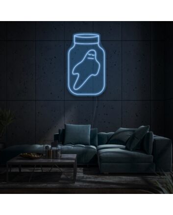 Glass With Ghost Neon Spooky and Fun