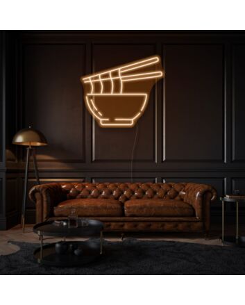 Noodles In Bowl Neon Delight for Asian Cuisine Lovers