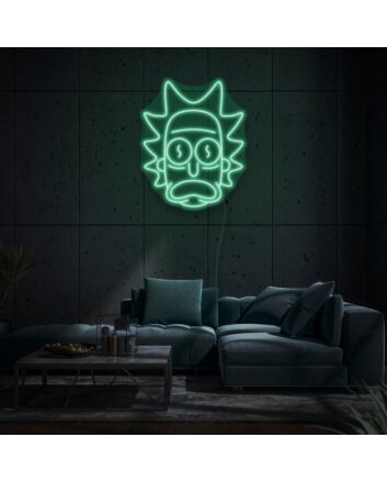 Rick&#039;s Face Neon Art Tribute to Popular Culture