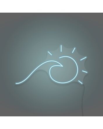 Sun and Sea Wave Neon Artistic Representation of Beachside Serenity