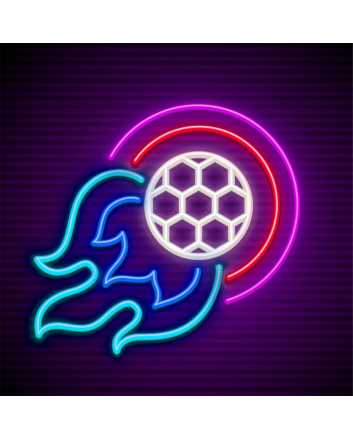 Touchdown Inferno Football Ball Flying and Burning Neon Sign