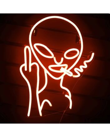 Provocative Smoking Alien  Neon Sign