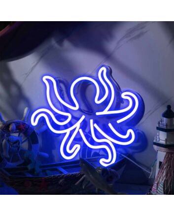 Tusked Five-Claw Octopus Neon Sign