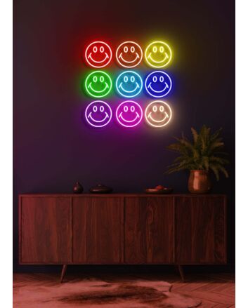 Smiley Wall Neon Joy and Positivity in Every Bulb