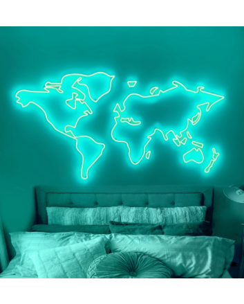 World map Diverse Neon Display Celebrating Global Connections