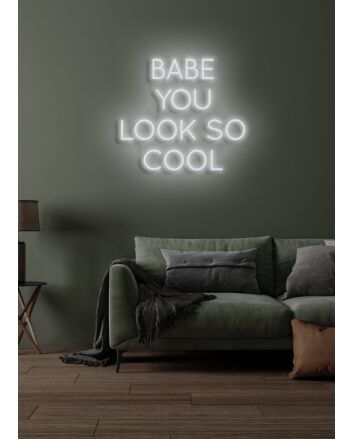 Babe, you look so cool Neon Flattering Compliment in a Stylish Setting
