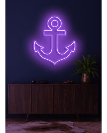 Anchor Neon Illuminating Stability and Strength, Perfect for Nautical Themes