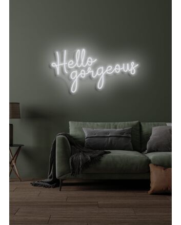Hello Gorgeous Neon Flattering Greeting in Light
