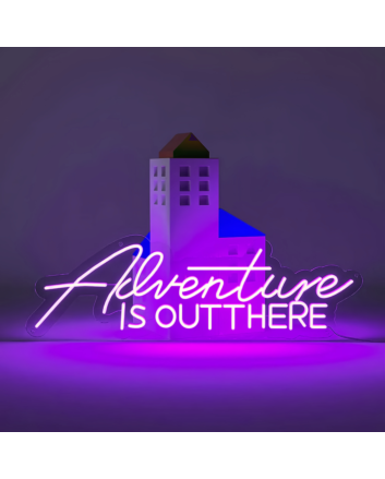 Neon sign "Adventure is Out There"