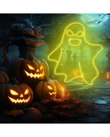 Cute Ghost LED Neon Sign - Halloween Wall Art for Spooky Decoration