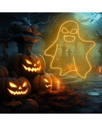Cute Ghost LED Neon Sign - Halloween Wall Art for Spooky Decoration