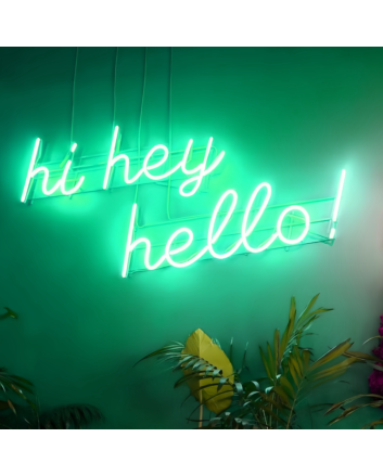 Hi Hey Hello Neon Sign Illuminate Your Greeting with Vibrant Energy