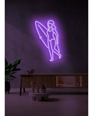 Surfer Girl Neon Wave for Beach Enthusiasts From 30inch