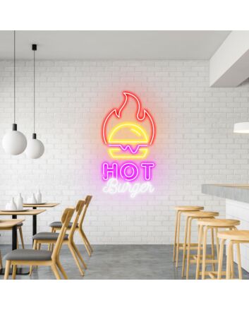 Customize Hot Burger Spicy Neon for Hot Food Eateries
