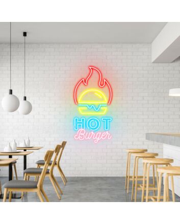 Customize Hot Burger Spicy Neon for Hot Food Eateries