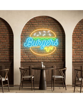 Customize Burgers Irresistible Neon for Fast Food Outlets