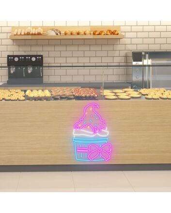 Festive Ice Cream Cup Celebratory Neon for Party Themes