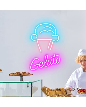 Customize Gelato &amp; Cone Playful Neon for Ice Cream Parlors