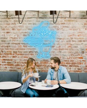 Chef Serving Pizza Add a Flavorful Touch to Your Decor with Neon