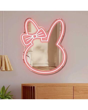 Cute Rabbit Neon Mirror Sign