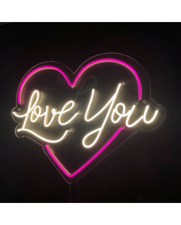 Love You Neon Sign: Radiant Affection with Heart