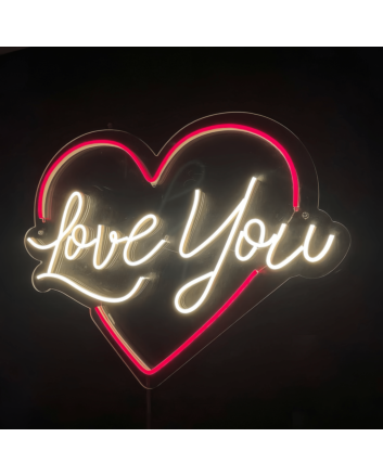 Love You Neon Sign: Radiant Affection with Heart