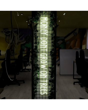 Money Doesn&#039;t Grow on Trees: Neon Sign for Financial Wisdom