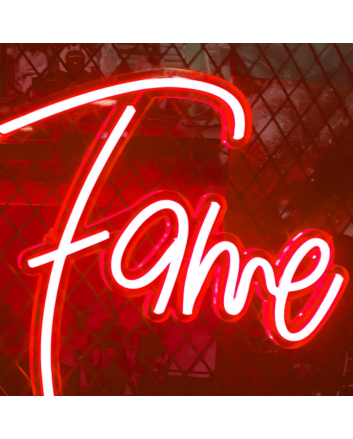 Fame Neon Sign Illuminated: Shine Bright Like a Star