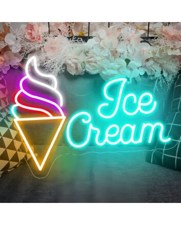 Customize Ice Cream Heart Drip Neon Sign
