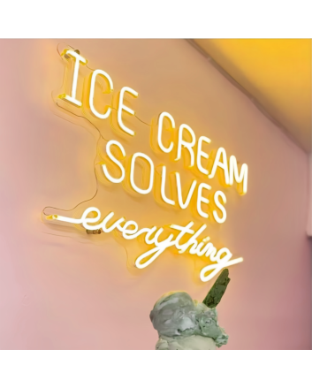 Summer Bliss Ice Cream Solves Everything Neon Sign