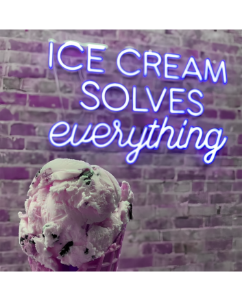 Indulge in Bliss Ice Cream Solves Everything Neon Sign