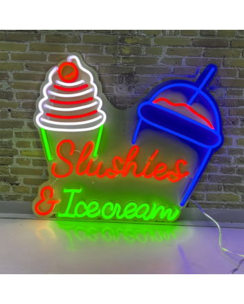 Customize Tempting Treats Slushies And Ice Cream Neon Sign