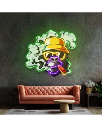 Yellow Hat Monkey Led Neon Sign Light Pop Art