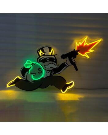 Violent Monopoly Gun Neon X Acrylic Artwork