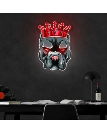Pitbull In Crown Neon Sign X Acrylic Artwork