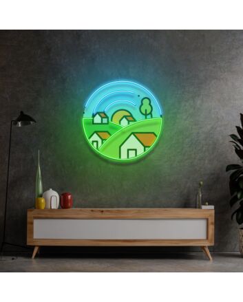 Morning On Grassy Village Led Neon Sign Light Pop Art