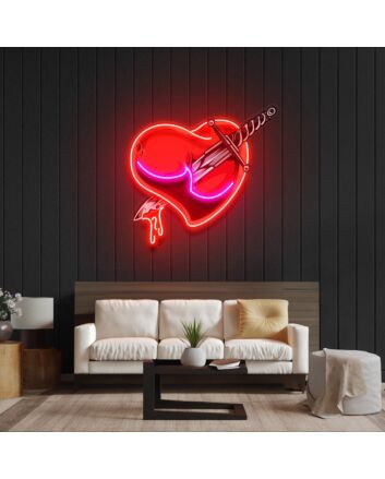 Heart Sword Led Neon Acrylic Artwork