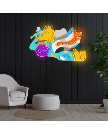 Picasso Puppies Neon X Acrylic Artwork