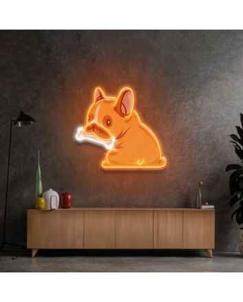 Dog Gnawing Bone Led Neon Sign Light Pop Art