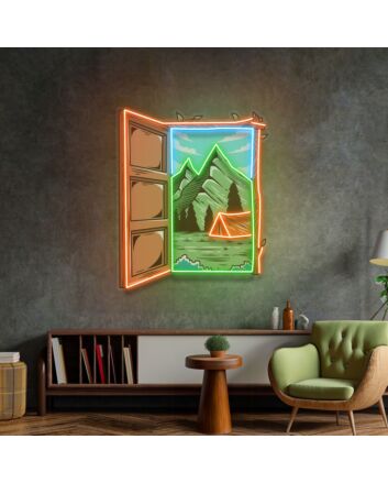 Camping On Hills Led Neon Sign Light Pop Art