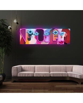 Five Faces Neon X Acrylic Artwork