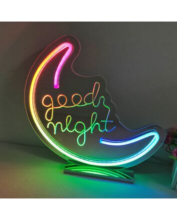 Good Night Moon Colorful Mirror Neon Signs