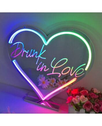 Drunk in Love Heart Colorful Mirror Neon Signs